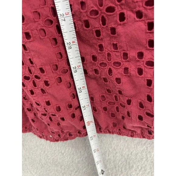 Madewell Women's Cutout Dress Solid Red Pockets Short Sleeve Size 6 - Picture 7 of 10